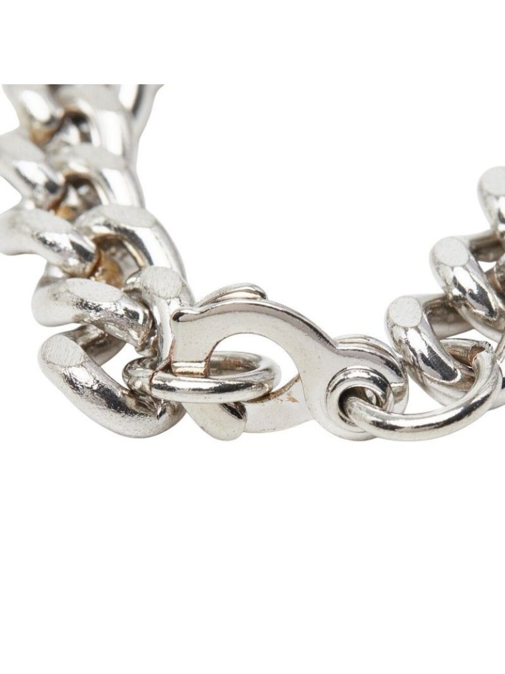 Saint Laurent YSL Logo Plate Chain Bracelet Silver Metal - Picture 4 of 7